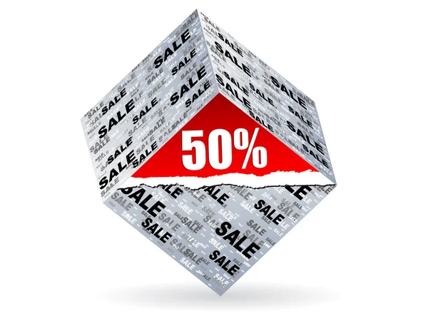 Fifty percent discount on box — Stock Vector