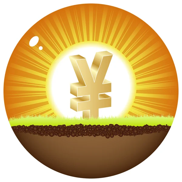 Yen vista al sol — Vector de stock