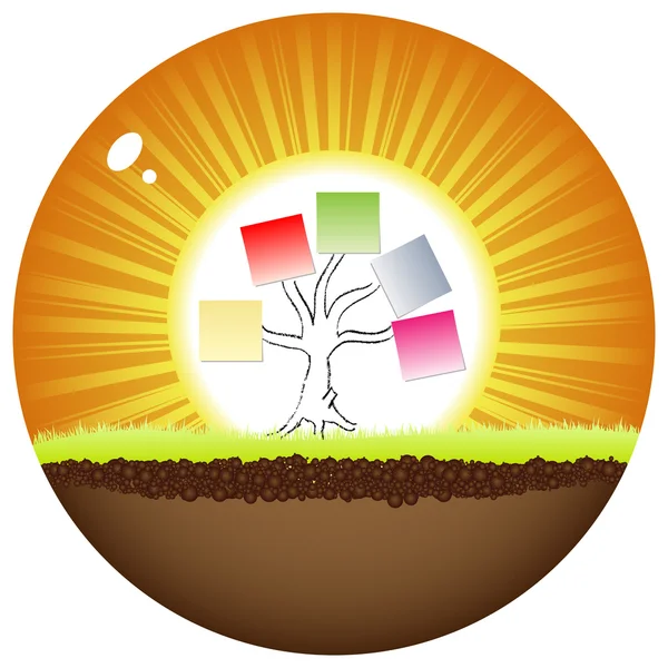 Bola de sol con árbol de negocios — Vector de stock