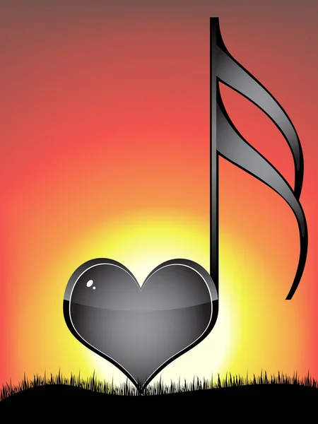Clé d'amour musicale — Image vectorielle
