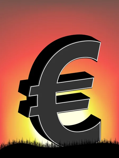 Вид на евро в лучах солнца — стоковый вектор