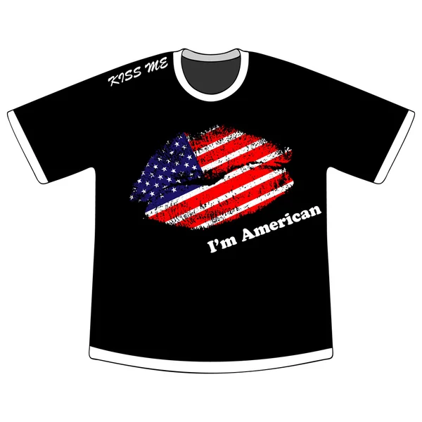 T-Shirt mit amerikanischem Kuss — Stockvektor
