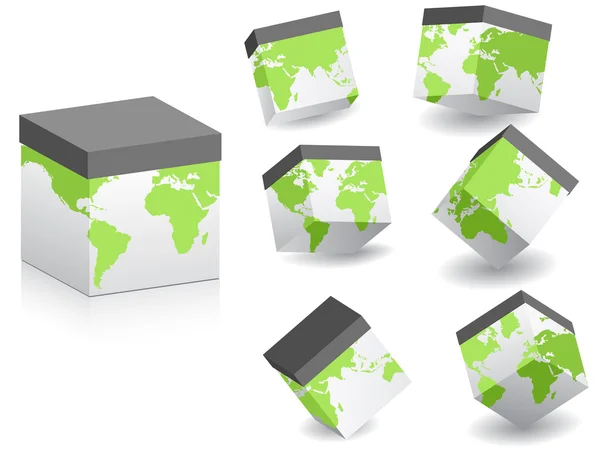 世界地图上的白盒子 — 图库矢量图片