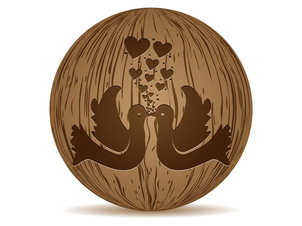 A két galamb fa labdát — Stock Vector