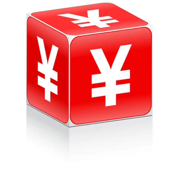Caja con signo de yen en ella — Vector de stock