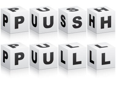 pull and push word clipart