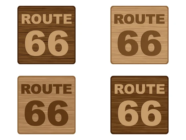 Route 66 na drewniany baner — Wektor stockowy