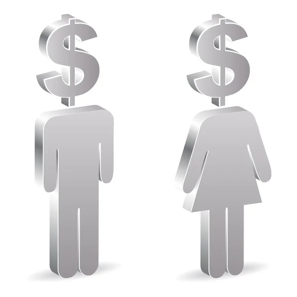 Erkek ve kadın ile dolar — Stok Vektör