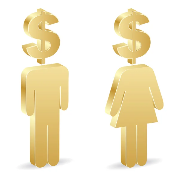 Mand e donna con dollaro — Vettoriale Stock