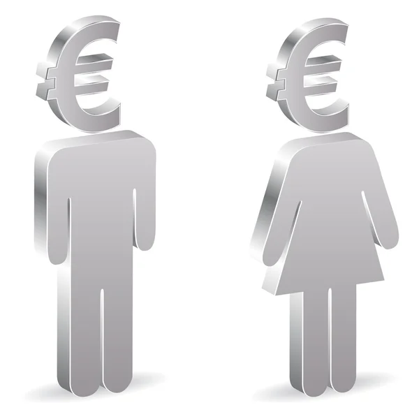 Man and woman with euro — Stock Vector