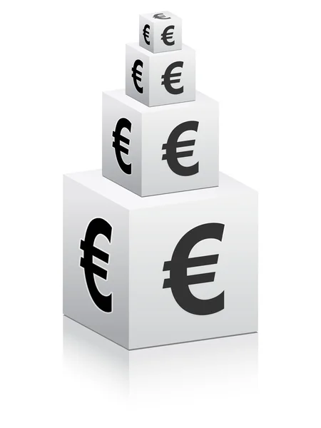 Fehér dobozok, euro jel rajta — Stock Vector
