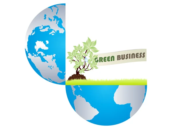 Green business in open earth — Stock Vector