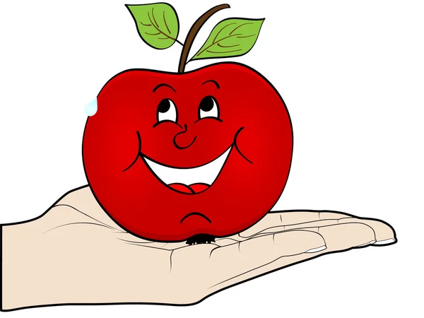 Main humaine offrir une pomme — Image vectorielle