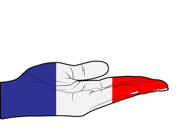 Ludzkiej dłoni z flagą Francji na to — Wektor stockowy