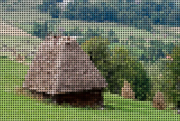 Old Barn di gunung - Stok Vektor