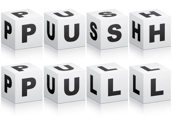 Pull en push woord — Stockvector