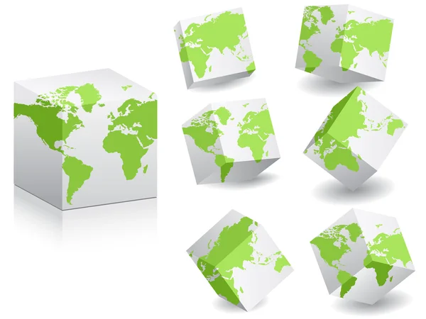 World map on white boxes — Stock Vector