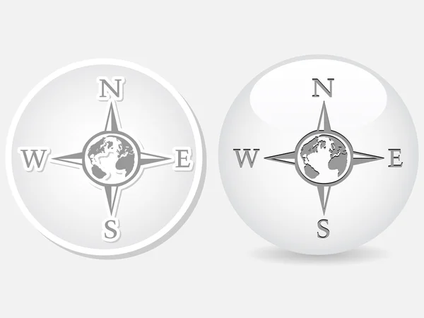 Compass white buttons — Stock Vector