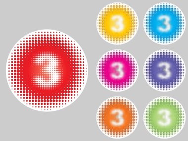 numbers three different colors clipart