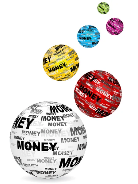 Geld tekst op ballen — Stockvector