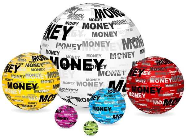Texto dinheiro em bolas —  Vetores de Stock