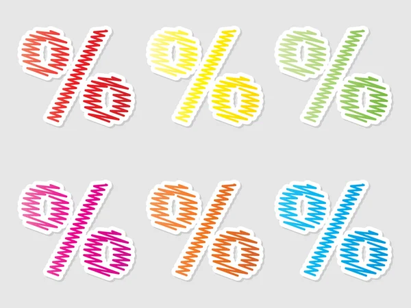 Boutons de pourcentage colorés — Image vectorielle