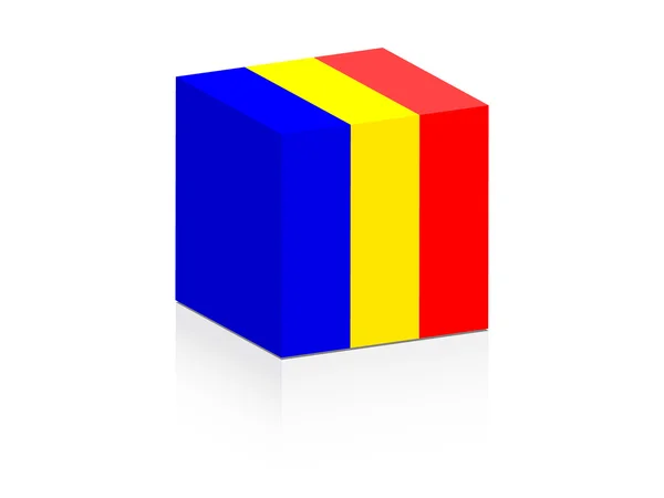 Bandera romania en caja — Vector de stock