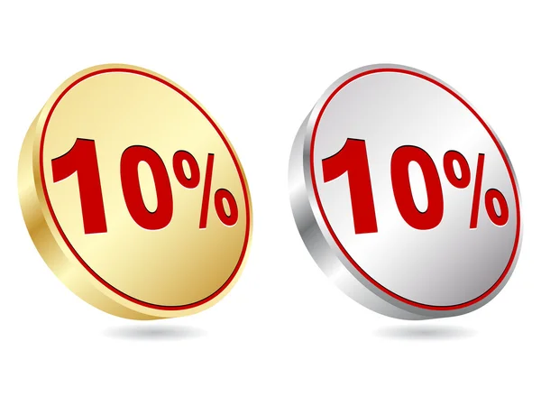 Ten percent discount icon — Stock Vector