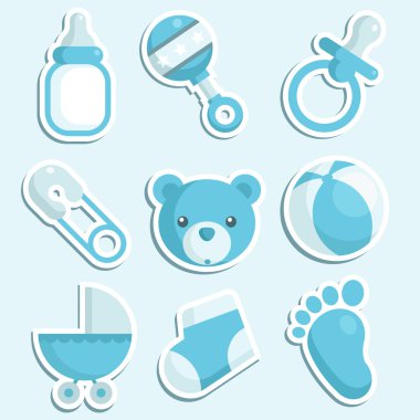 Baby Boy Shower Icons. clipart