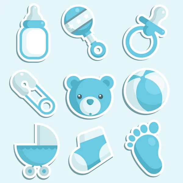 Baby Boy Shower Icons. — Stock Vector