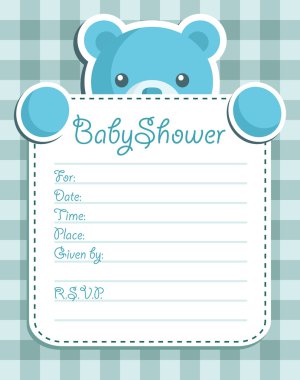 Baby Bear Shower invitation card. clipart