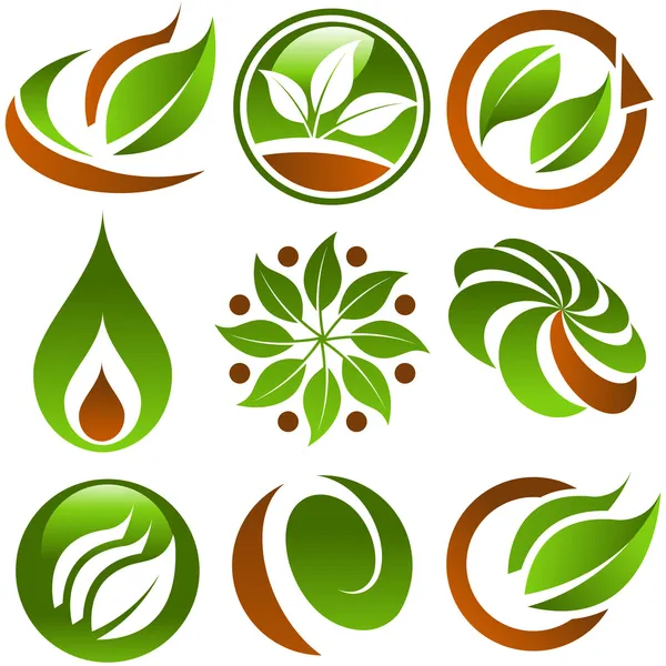 Зеленые эко-иконы — стоковый вектор