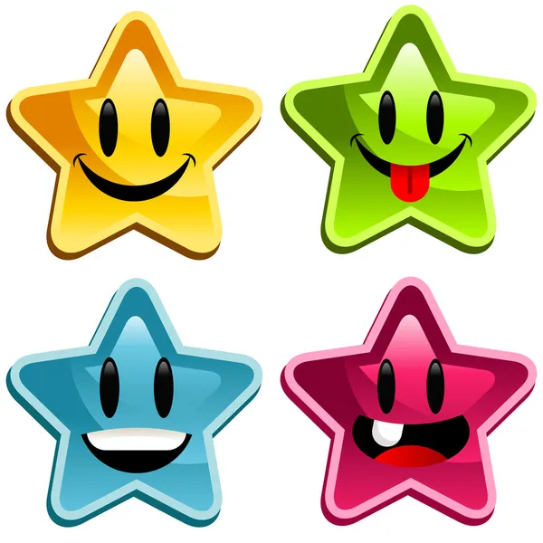 Happy Smiley Stars — Stock Vector