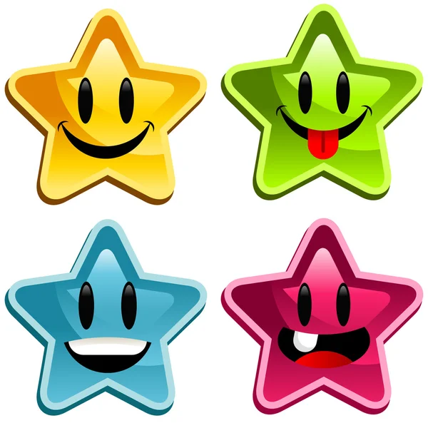 Estrelas sorridentes felizes — Vetor de Stock