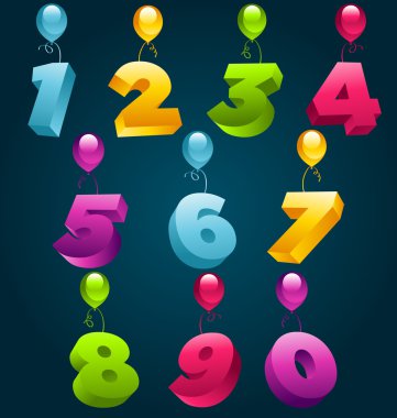 Happy Birthday Numbers with Balloons clipart