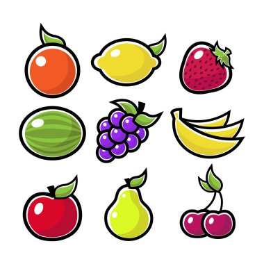 Colorful Fruit Icons clipart