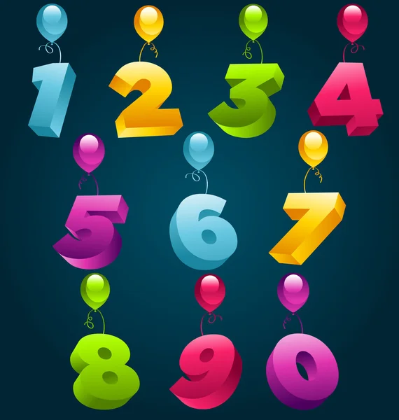 Všechno nejlepší k narozeninám čísla s balónky — Stockový vektor