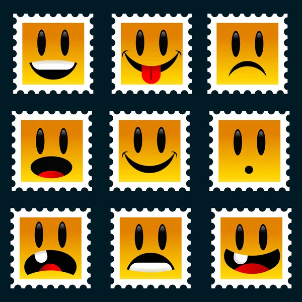 Smiley Stamps — Stock Vector