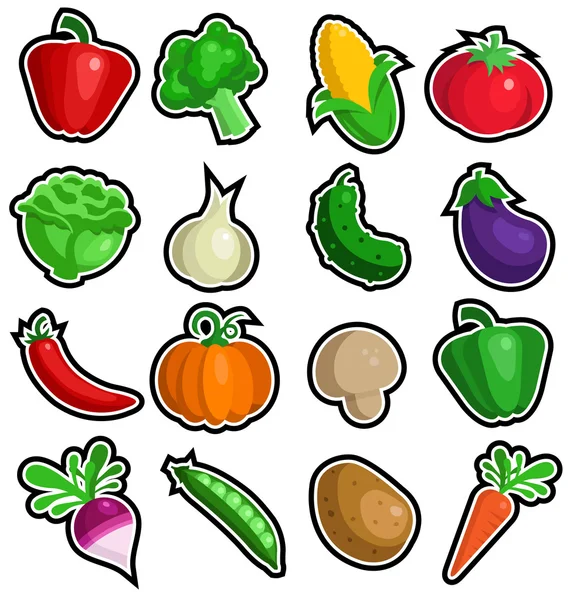 Icônes de légumes colorés — Image vectorielle