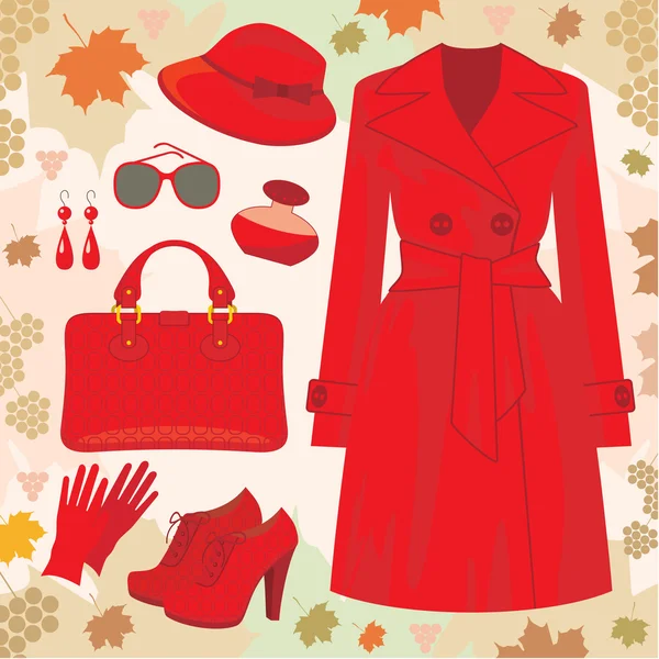 秋のファッションの設定 — ストックベクタ
