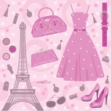 Paris fashion set clipart