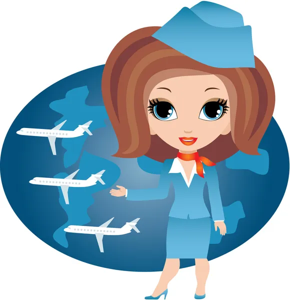 Stewardess cartoon — Stock Vector