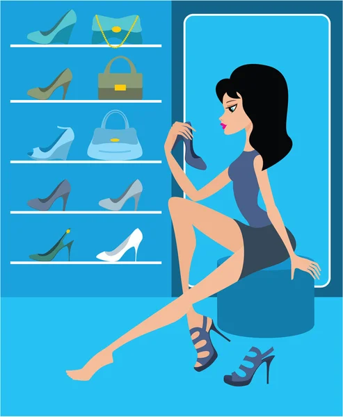 Shop of female footwear — Stock Vector