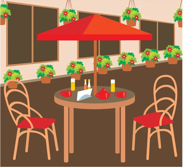 Café de rue d'été — Image vectorielle