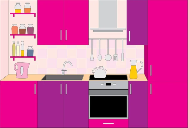 Meubles de cuisine. Intérieur — Image vectorielle