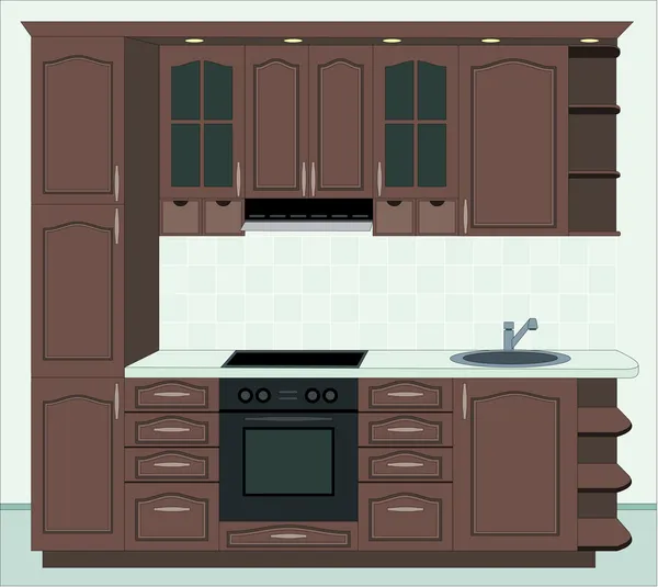 厨房家具。内部的厨房 — 图库矢量图片