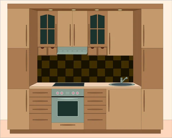 Meubles de cuisine. Intérieurs — Image vectorielle