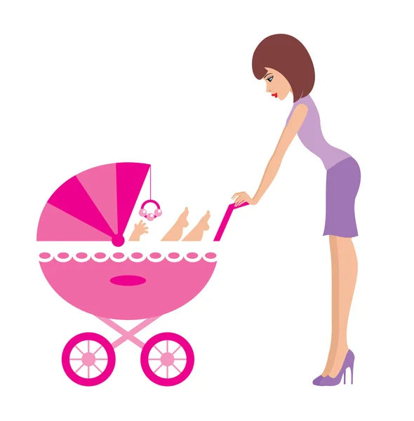 Mother with a carriage — Stock Vector