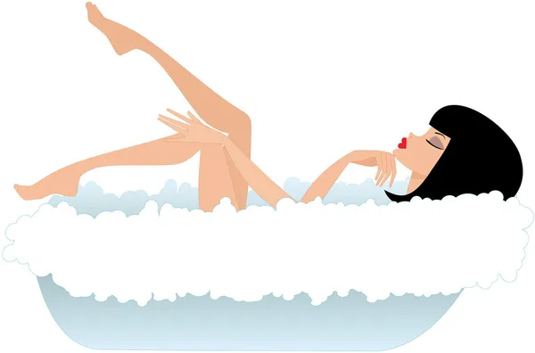 Vrouw in een bad — Stockvector