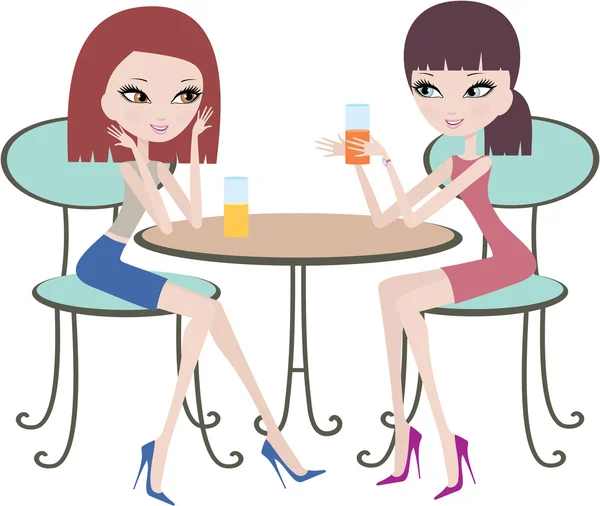 Two friends in cafe — Stock Vector
